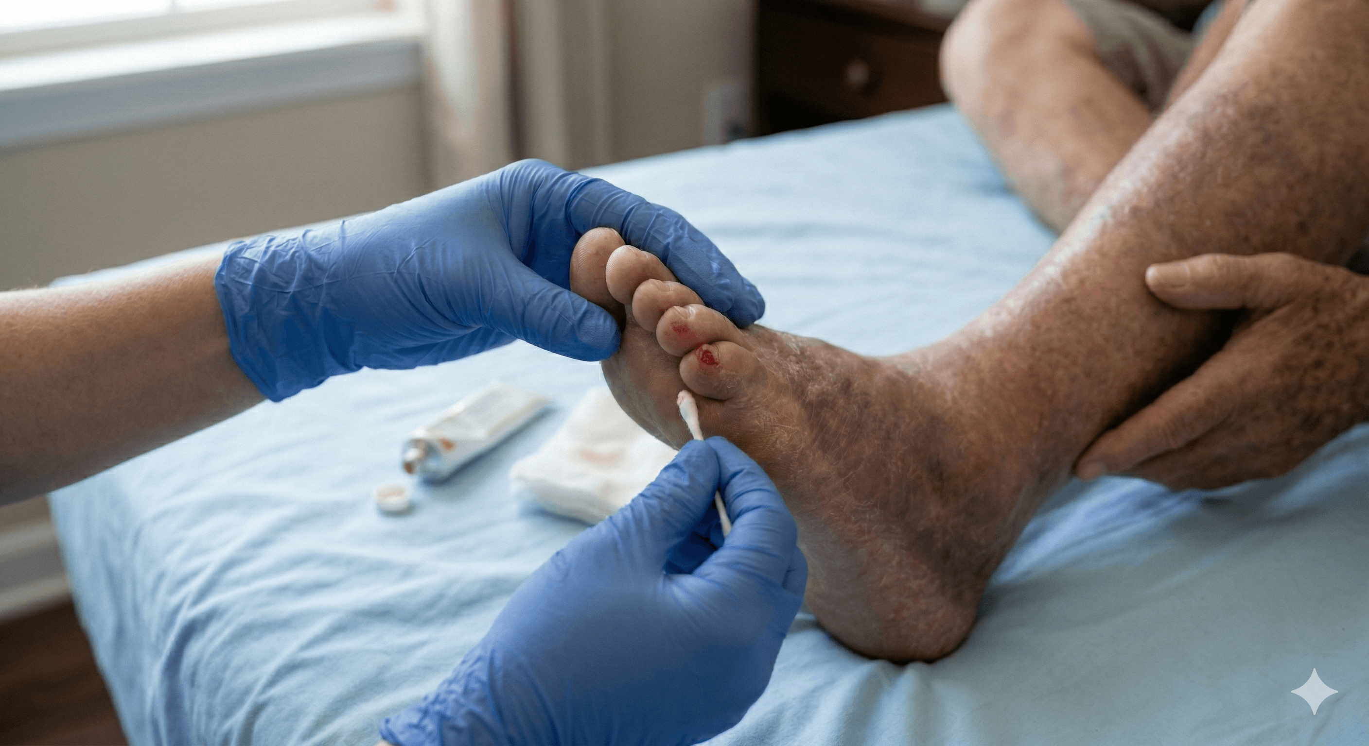 Heridas en pies de personas con diabetes
